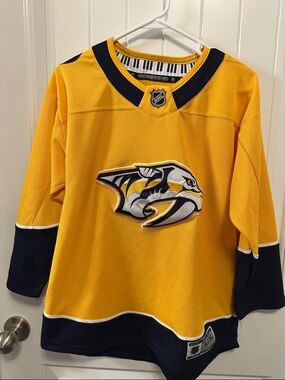 NHL Nashville Predators Youth Gold and Navy Hockey Jersey